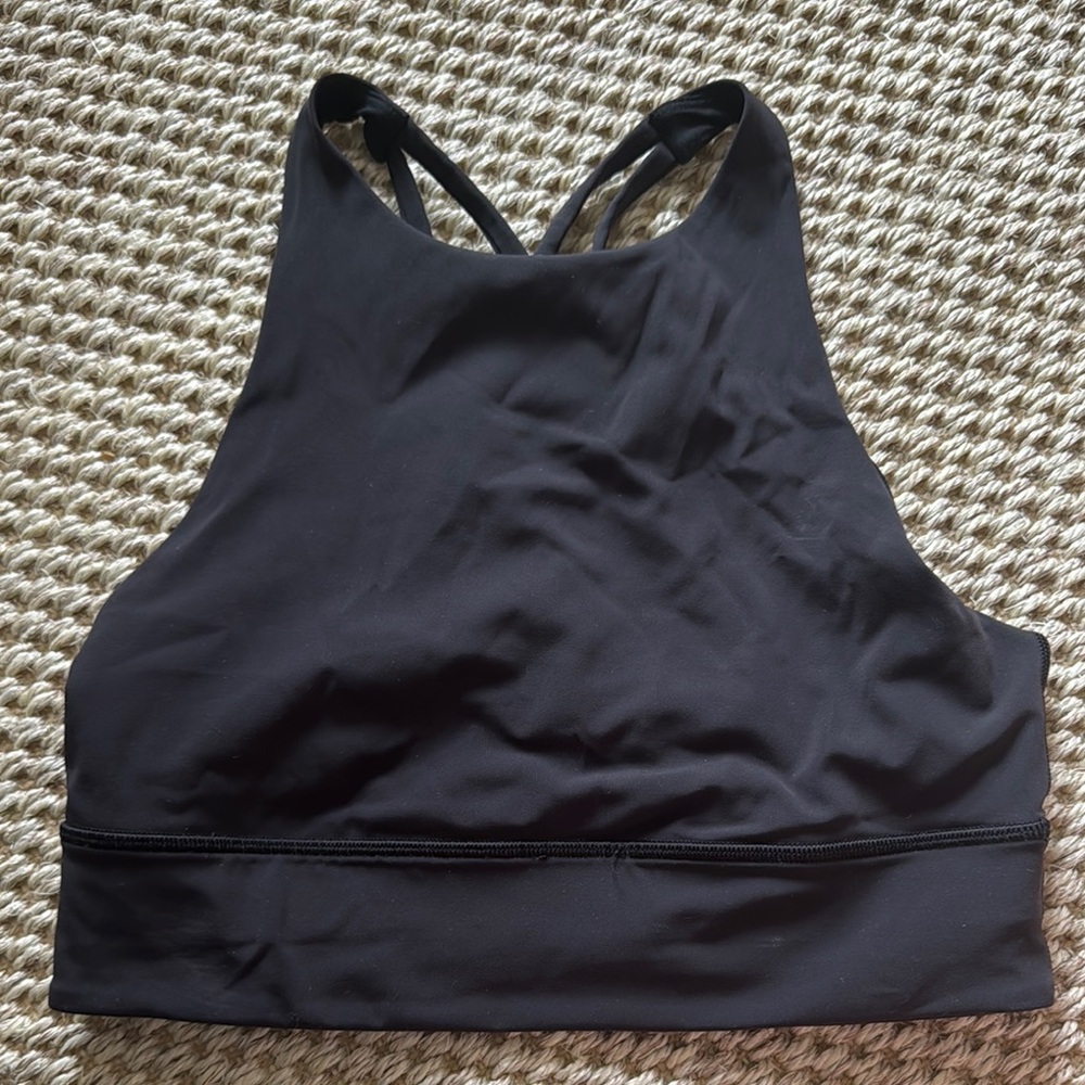 Lululemon Women's High Neck Black Sports Bra, size 6